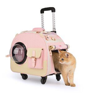 Wheeled Pet Carrier Backpack Pet Stroller, Travel Carrier Pets Under 20Lbs